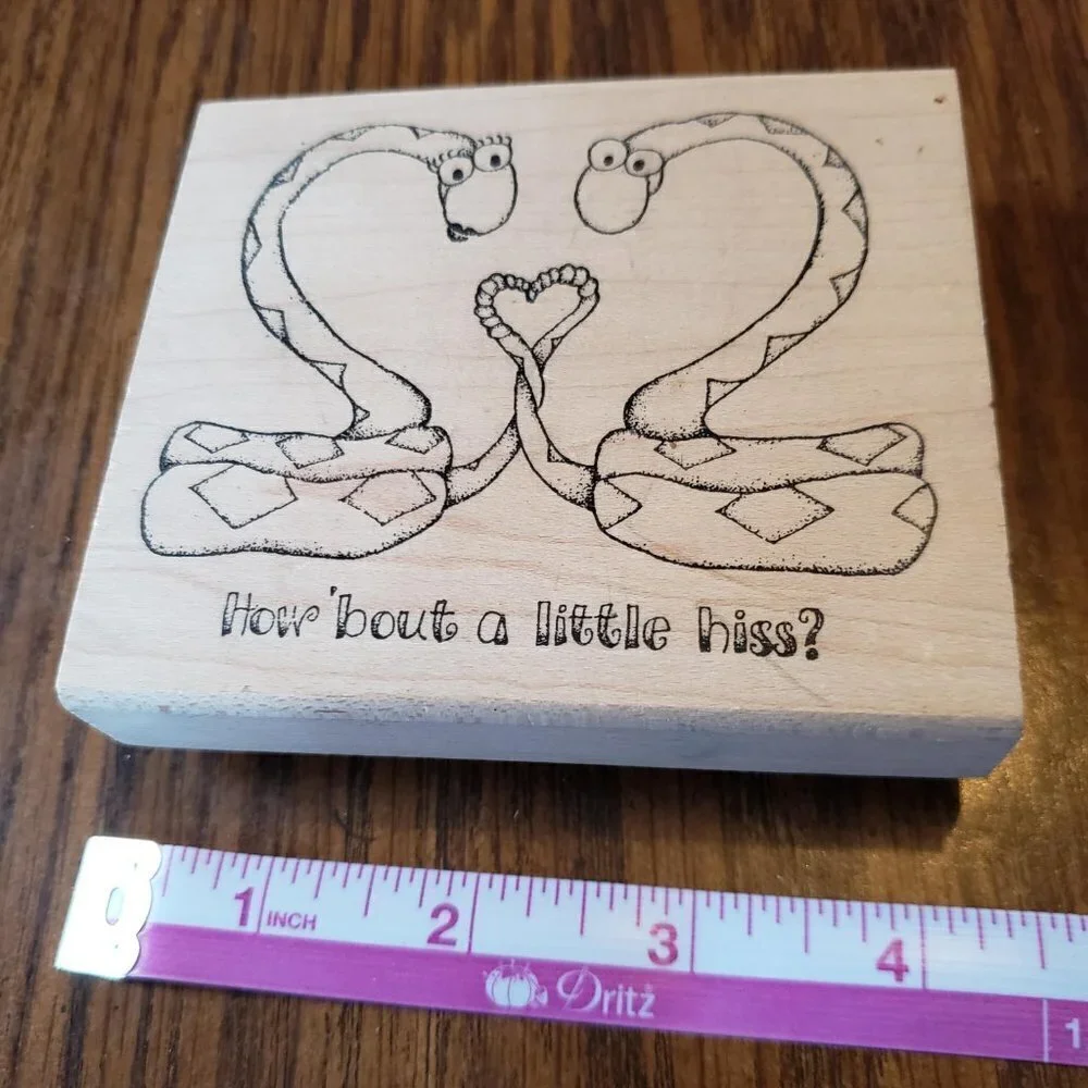 The Peddler’s Pack How About A Little Hiss Love Snakes Wood Mounted Rubber Stamp